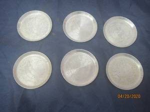 lot 88 image: TOTAL OF 6 VINTAGE ALUMINUM DRINK&nbsp COASTER SET WITH SAILBOAT&nbsp