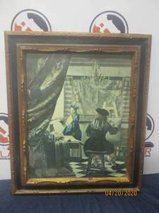 lot 93 image: THE ART OF PAINTING,17TH CENTURY PAINTING BY DUTCH PAINTER JOHANNES VERMEER&nbsp 28H X 23.5 L