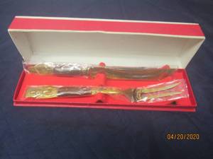 lot 94 image: NEW THAILAND SOLID NICKEL BRONZE PURE THAI BRONZE KNIFE &amp FORK&nbsp