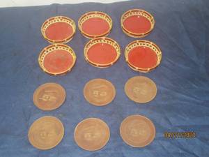 lot 116 image: TOTAL OF 12 JAPAN COASTERS&nbsp&nbsp- WICKER COASTERS&nbsp&nbsp- MCM COASTERS TEAK WOOD&nbsp