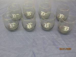 lot 121 image: TOTAL OF 8 MONOGRAMMED STEMLESS WINE GLASSES&nbsp&nbsp( LETTER B)