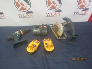 lot 174 image: RYOMBI DRILL &amp SAW WITH 2 BATTERY CHARGERS UNTESTED&nbspBATTERY ISNT CHARGING TO TEST TOOLS&nbsp