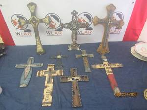 lot 177 image: TOTAL OF 9 DECORATIVE WALL CROSSES&nbsp