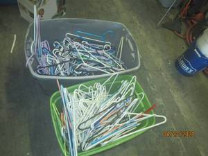 lot 184 image: TOTAL OF 2 TOTES OF PLASTIC HANGERS&nbsp