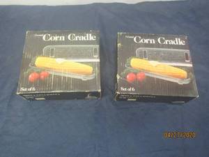 lot 192 image: TOTAL OF 2 NEW BOXES CRYSTAL CORN CRADLE&nbsp&nbsp6 GLASS&nbsp CRADLES PER BOX&nbsp