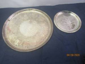lot 213 image: TOTAL OF 2 STERLING SILVER PLATTERS&nbsp&nbsp10 &amp 17 &nbsp&nbsp&nbsp-