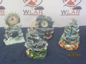lot 220 image: TOTAL OF 4 BATTERY OPERATED DOLPHIN CLOCKS &amp DOLPHIN WATER FOUNTAIN&nbsp