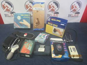 lot 234 image: TOTAL OF 11 PC MEDICAL EQUIPMENT&nbsp&nbsp - RIESTAR RI-MED SPHYGMOMANOMETER&nbsp&nbsp- FAST ABS&nbsp- WOODEN BODY MASSAGER&nbsp&nbsp-FULL LENGTH HYDO - DRY LEG GLOVES&nbsp&nbsp- ACCU CHECK MACHINES AND MORE SEE PIC&nbsp