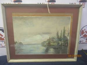 lot 239 image: VINTAGE FRAMED PAINTING SIGNED &amp DATED WILLETA BOLINGER 79