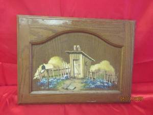 lot 330 image: VINTAGE PAINTING ON WOOD SIGNED SLEEPY READ&nbsp&nbsp13 H X 17 L&nbsp