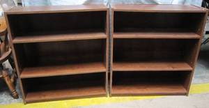 lot 403 image: 2 Sets of Brown Shelves
