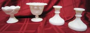 lot 420 image: Grape Design White Glass Items