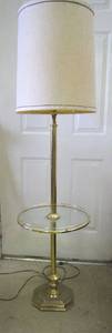 lot 449 image: Vintage Floor Lamp w Attached Glass Table