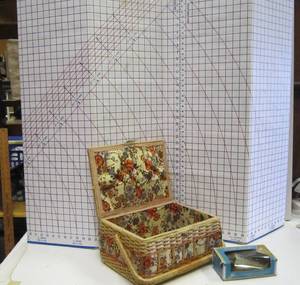 lot 497 image: Sewing Basket, Cutting Board & Buttonholing Attachment
