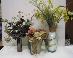 lot 565 image: 3 Vases of Artificial Flowers