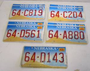 lot 606 image: Nebraska license plates