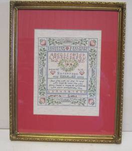 lot 620 image: Cross stitched Sampler