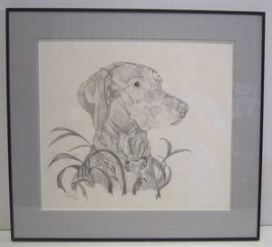 lot 633 image: Longley Pencil drawing of a dog