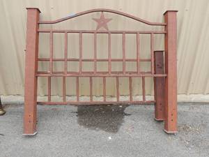 lot 3 image: CUSTOM MADE Texas STAR Design METAL Bed FRAME - HEAD & FOOT BOARD , WITH SIDE RAILS - Head 56h x 64w foot 32 x 64w