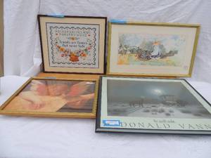 lot 153 image: Pictures- The Sacred Realm Donald Vann 28x24, Psalms 23 1-3 29x17, cupid 21 x 17 and friends are flowers 21 x 19
