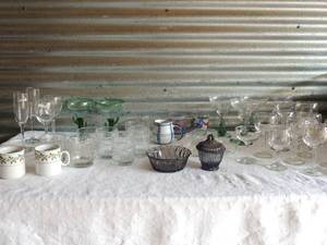 lot 183 image: 2 west German Christmas coffee mugs, wine glasses, cactus margarita glasses, smoked glass bowl and sugar bowl plus much more