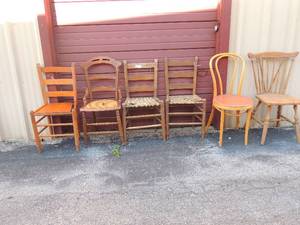 lot 221 image: 6 indoor outdoor chairs ( 2 have laced hide)