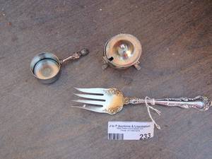 lot 233 image: Coffee scoop,  EDWARDS FORK, SALT CELLAR,