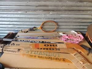 lot 310 image: LACROSSE STICKS  AND TENNIS RACKET