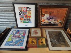 lot 311 image: Assorted pictures- Saturday Event norman rockwell, Desserts, Bread and butter, 5x7 apple tree two 5x7 paris cinema