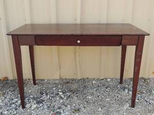 lot 64 image: Small brown computer table desk has scratches