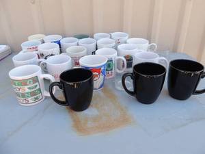 lot 16 image: 25 coffee cups with assorted decorations like christmas and flowers