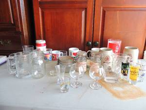lot 25 image: Large lot of various glasses drinking coffee kids shot glasses and more