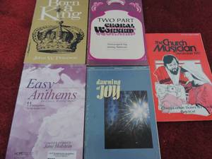 lot 48 image: MUSIC BOOKS - SHEET MUSIC QTY 5 - EASY ANTHEMS TWO PART CHORAL WORSHIP CHURCH MUSICIAN DAWNING OF JOY & MORE