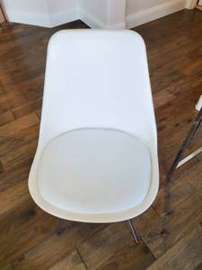 lot 47 image: White Lowry Side Chair with Metal Base