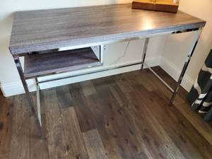 lot 46 image: Coaster Weathered Grey Writing Desk with Chrome Base