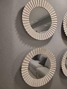 lot 56 image: Pair of Round Metal Framed Mirrors