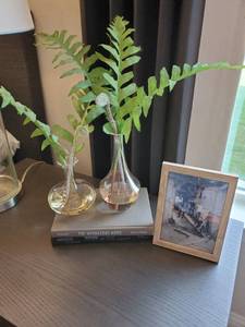 lot 119 image: Faux Stems in Glass Vases, Books & Frame