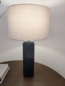 lot 144 image: Square Ceramic Table Lamp with Linen Shade