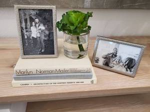 lot 152 image: Metal Frames, Book & Faux Succulent