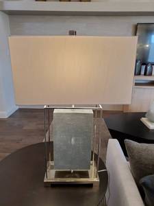 lot 153 image: Textured Table Lamp with Rectangular Shade