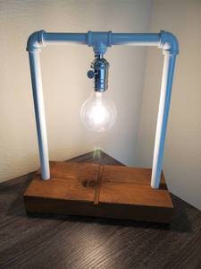 lot 44 image: Industrial Metal & Wood Table Lamp