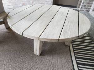 lot 190 image: Summer Classics Croquet Teak Outdoor Round Coffee Table
