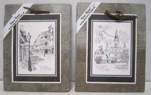 lot 668 image: 2 New Orleans Slate Roofing Tile plaques