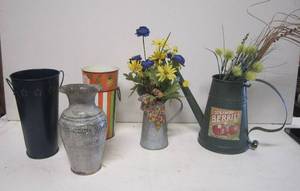 lot 670 image: Lot of 5 Metal Vases