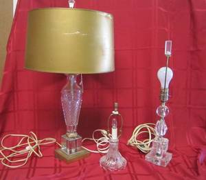 lot 674 image: 3 Glass Table Lamps