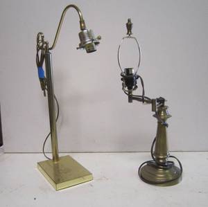 lot 695 image: 2 Brass-Look Desk Lamps