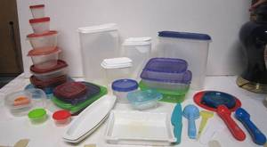 lot 730 image: Lot of Assorted Plastic Food Storage Containers &amp Serving Utensils