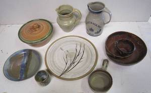 lot 738 image: Hand ThrownBuilt Pottery Pieces