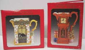 lot 754 image: 2 Hand Painted Ceramic Pitchers