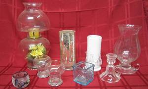 lot 779 image: 9 Glass Candle Holders